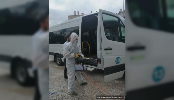 Pınarbaşı'nda ticari taksi ve minübüslere periyodik dezenfekte